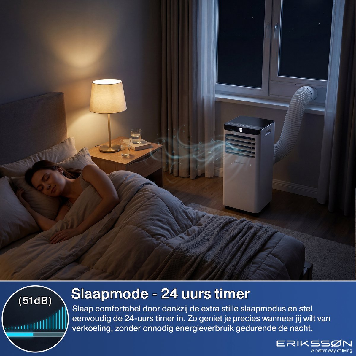 Erikssøn Mobiele Airco - 10.000 BTU - Incl. Raamafdichtingskit- Wit - Erikssøn
