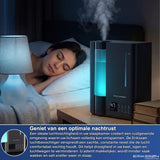 Erikssøn Luchtbevochtiger Elite - 8 Liter - Geschikt voor Woonkamer, Kantoor, Slaapkamer, Babykamer - Humidifier - Met Aromatherapie - Zwart