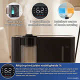 Erikssøn Luchtbevochtiger Elite - 8 Liter - Geschikt voor Woonkamer, Kantoor, Slaapkamer, Babykamer - Humidifier - Met Aromatherapie - Zwart