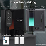 Erikssøn Luchtbevochtiger Elite - 8 Liter - Geschikt voor Woonkamer, Kantoor, Slaapkamer, Babykamer - Humidifier - Met Aromatherapie - Zwart