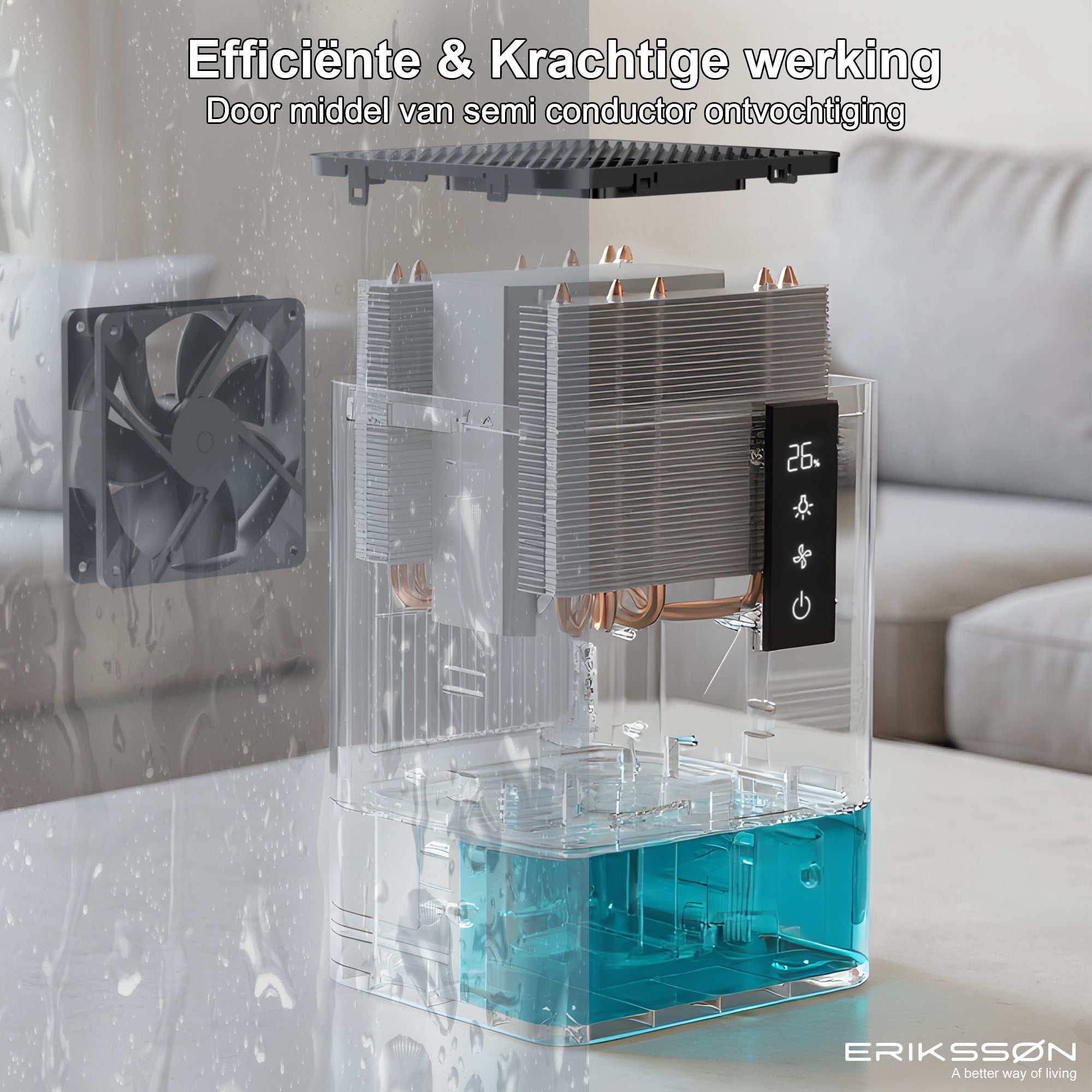 Erikssøn Luchtontvochtiger Dry Pro Series - Tot 1.2 Liter / dag - Wit - Erikssøn