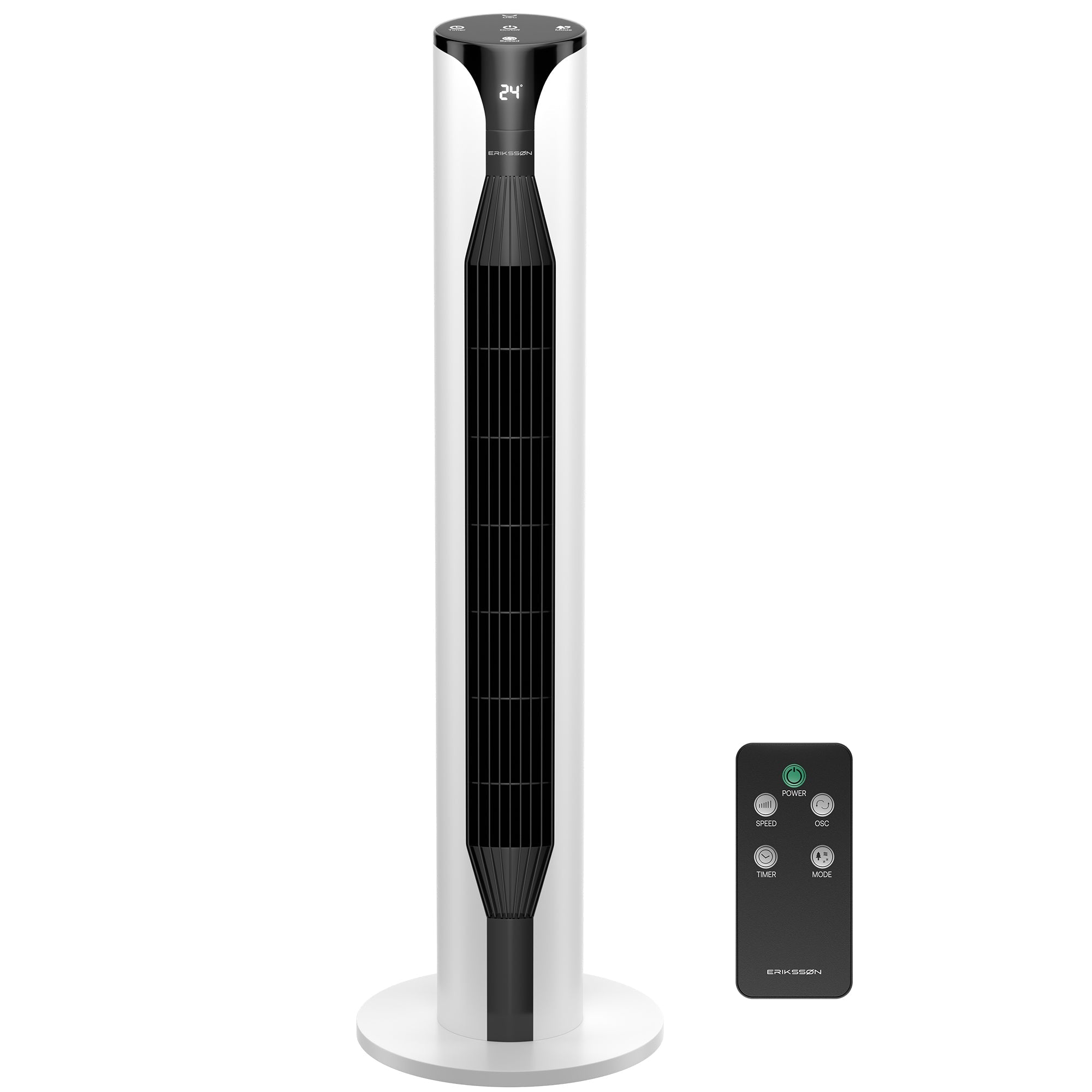 Erikssøn Torenventilator - Silent Comfort Series - Staande Ventilator met Afstandsbediening - Timer - 55W - 39 dB - 106cm - Wit - Erikssøn